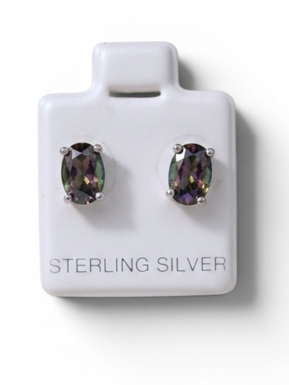 Mystic Topaz and 925 Sterling Silver Oval Stud Earrings (NEW)